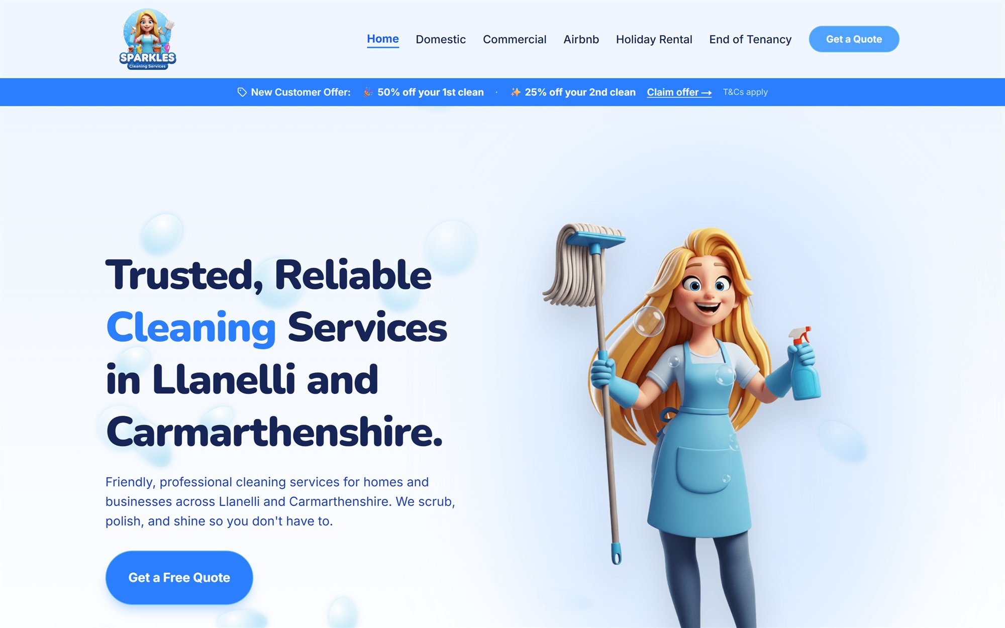 Sparkles Cleaning Services on a desktop