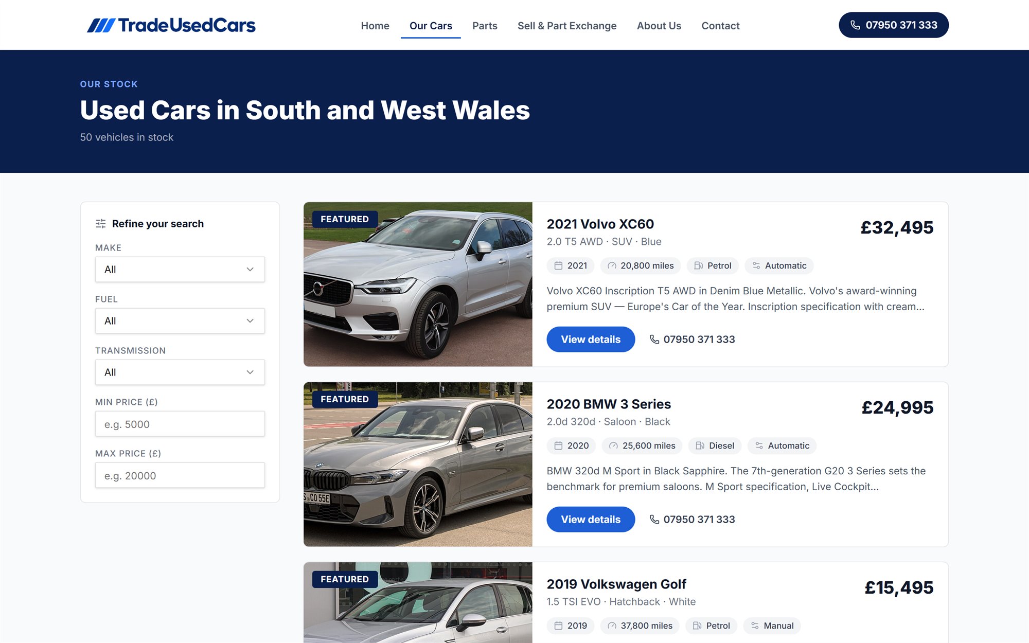 Trade Used Cars on a desktop