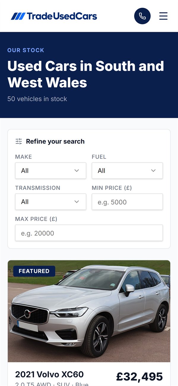 Trade Used Cars on a phone
