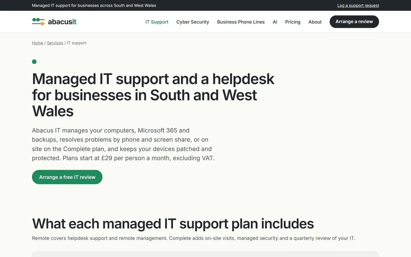 The IT support page