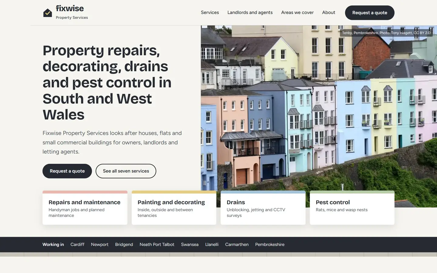 Fixwise Property Services website