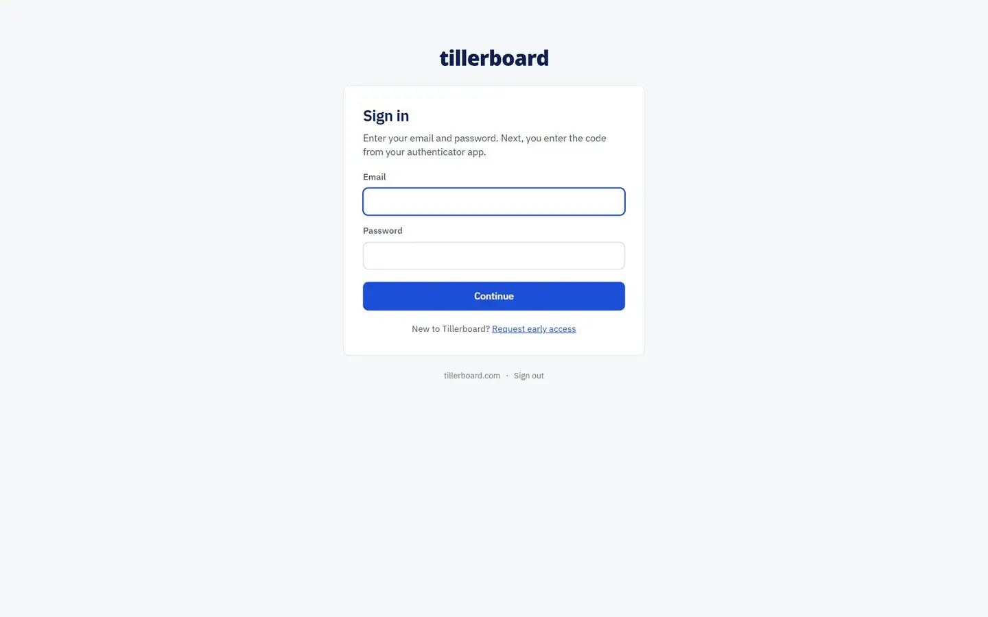 The sign-in page for the product