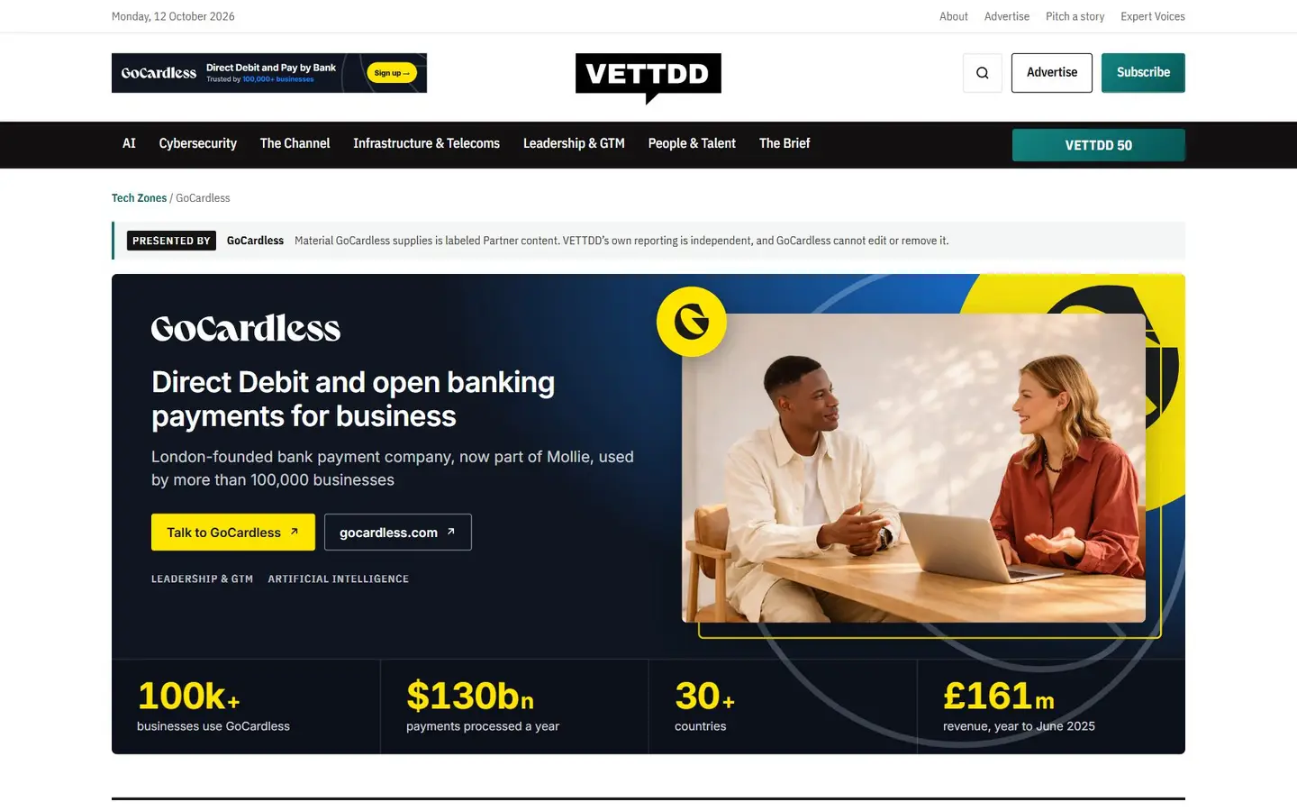 A company hub, with its disclosure line